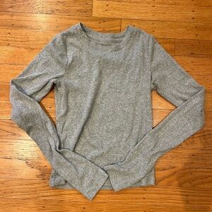 Hollister Light Gray Long Sleeve Baby Tee